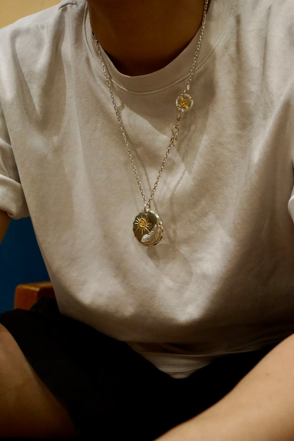 高瀬豪太 Sunshine Studio - 24K Gold Point Radiation / Feather Craft Metal Pendant XL_8