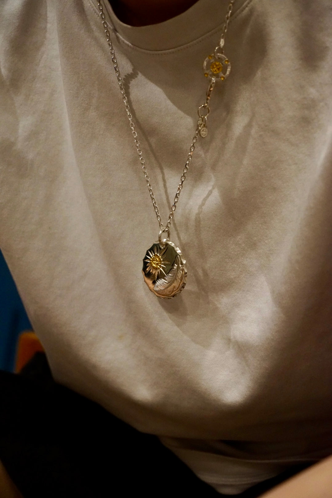 高瀬豪太 Sunshine Studio - 24K Gold Point Radiation / Feather Craft Metal Pendant XL_9