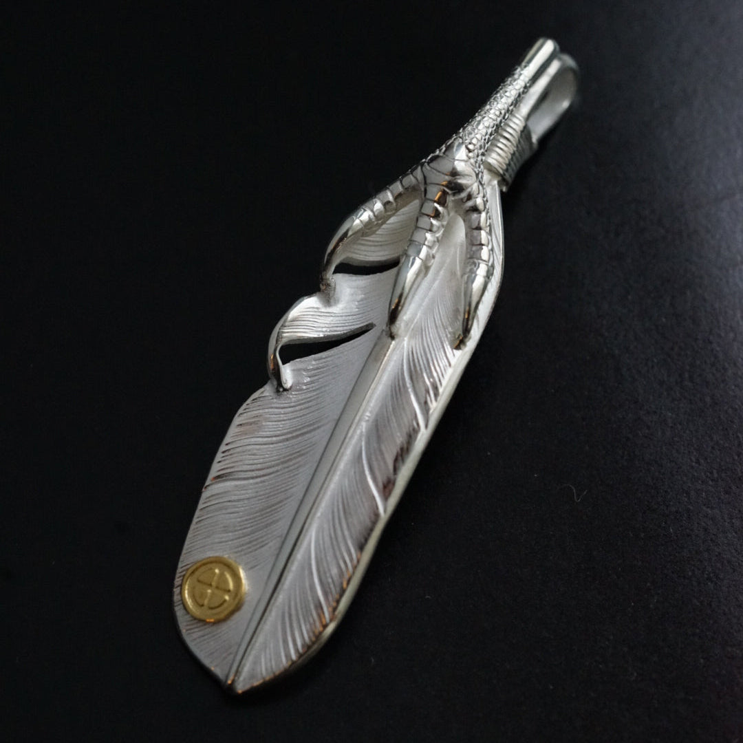 高瀬豪太 Sunshine studio- 純銀鷹爪24k點金羽毛吊墜M_右向_1