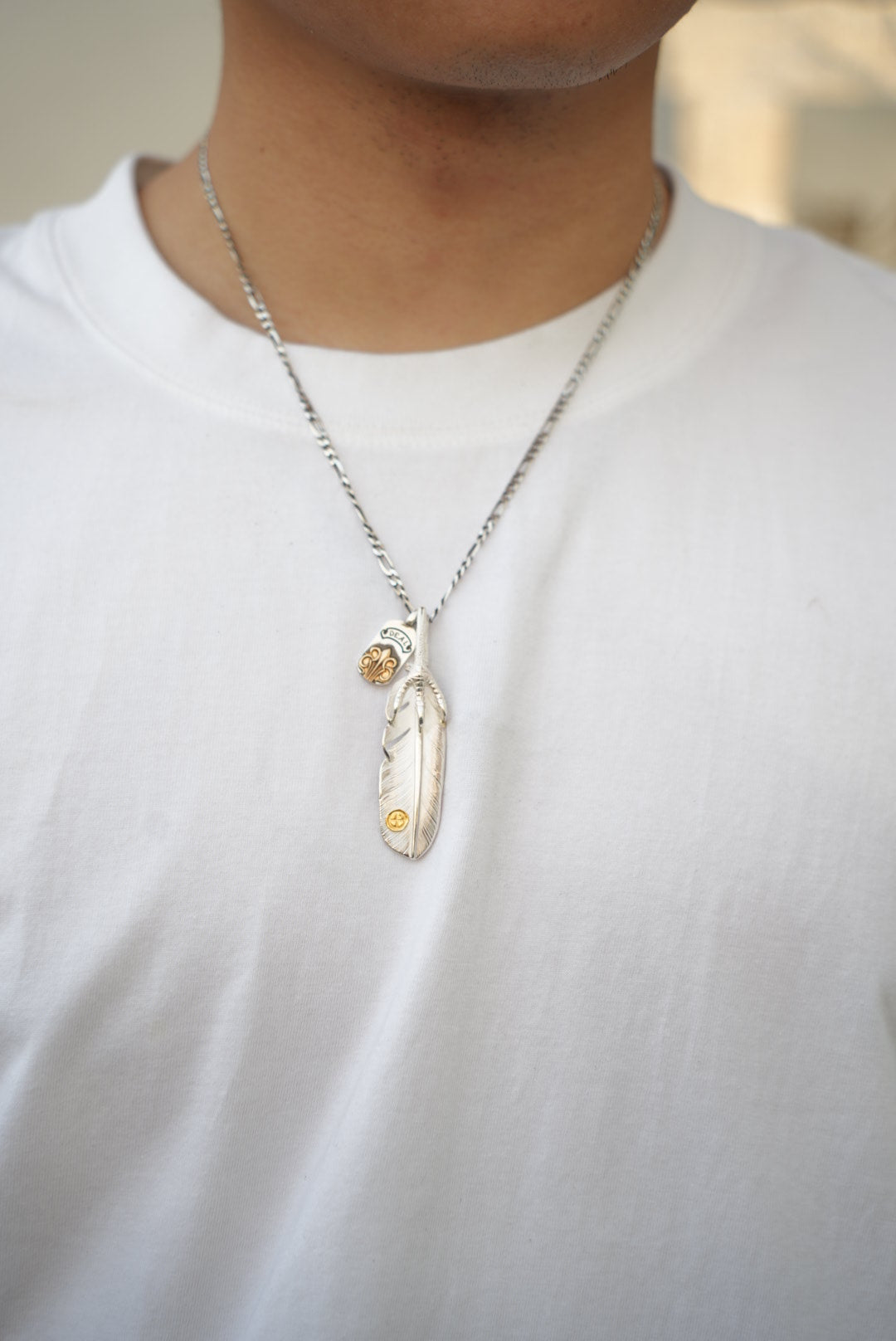 高瀬豪太 Sunshine studio - 純銀鷹爪24k點金羽毛吊墜M_右向_4