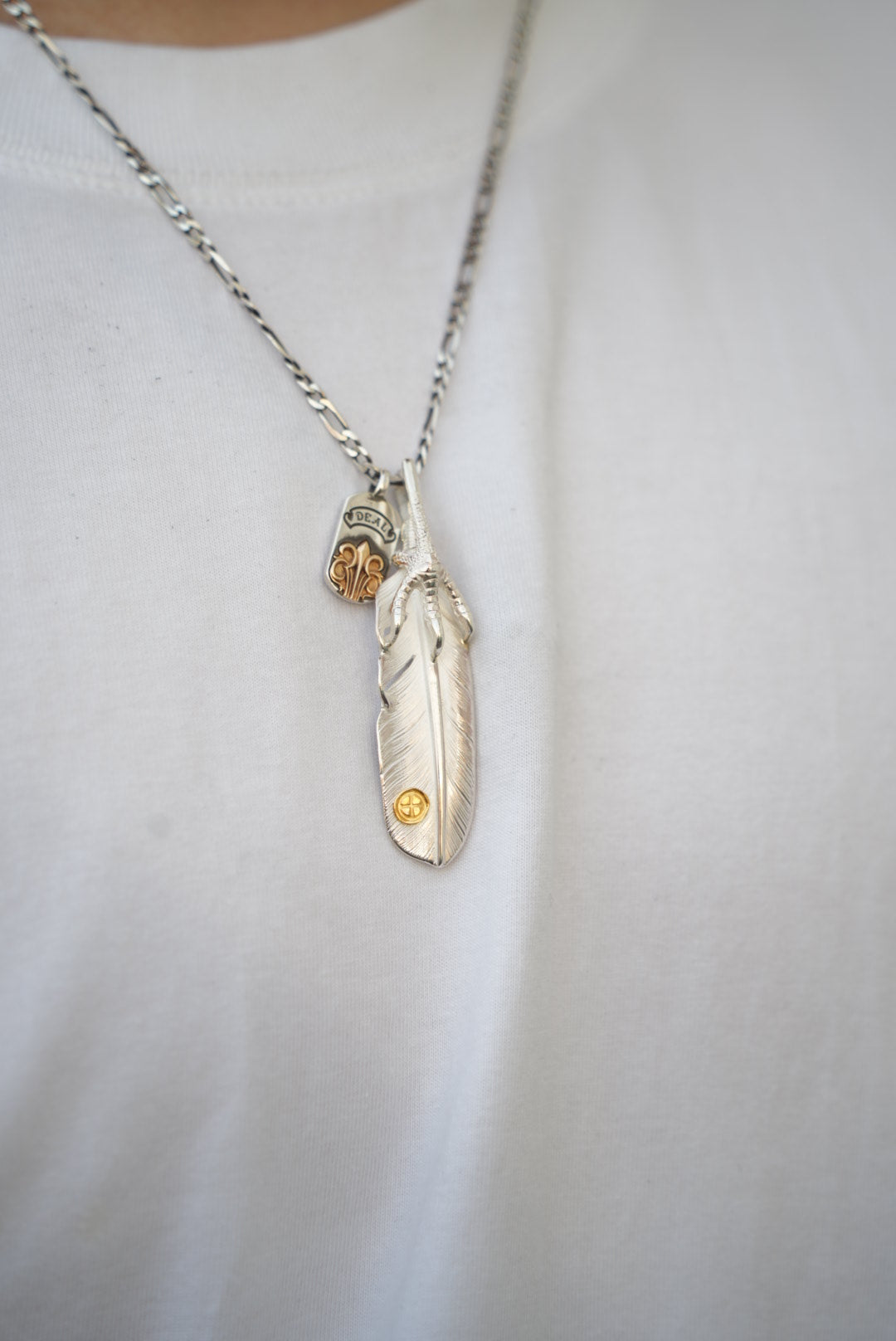 高瀬豪太 Sunshine studio - 純銀鷹爪24k點金羽毛吊墜M_右向_3