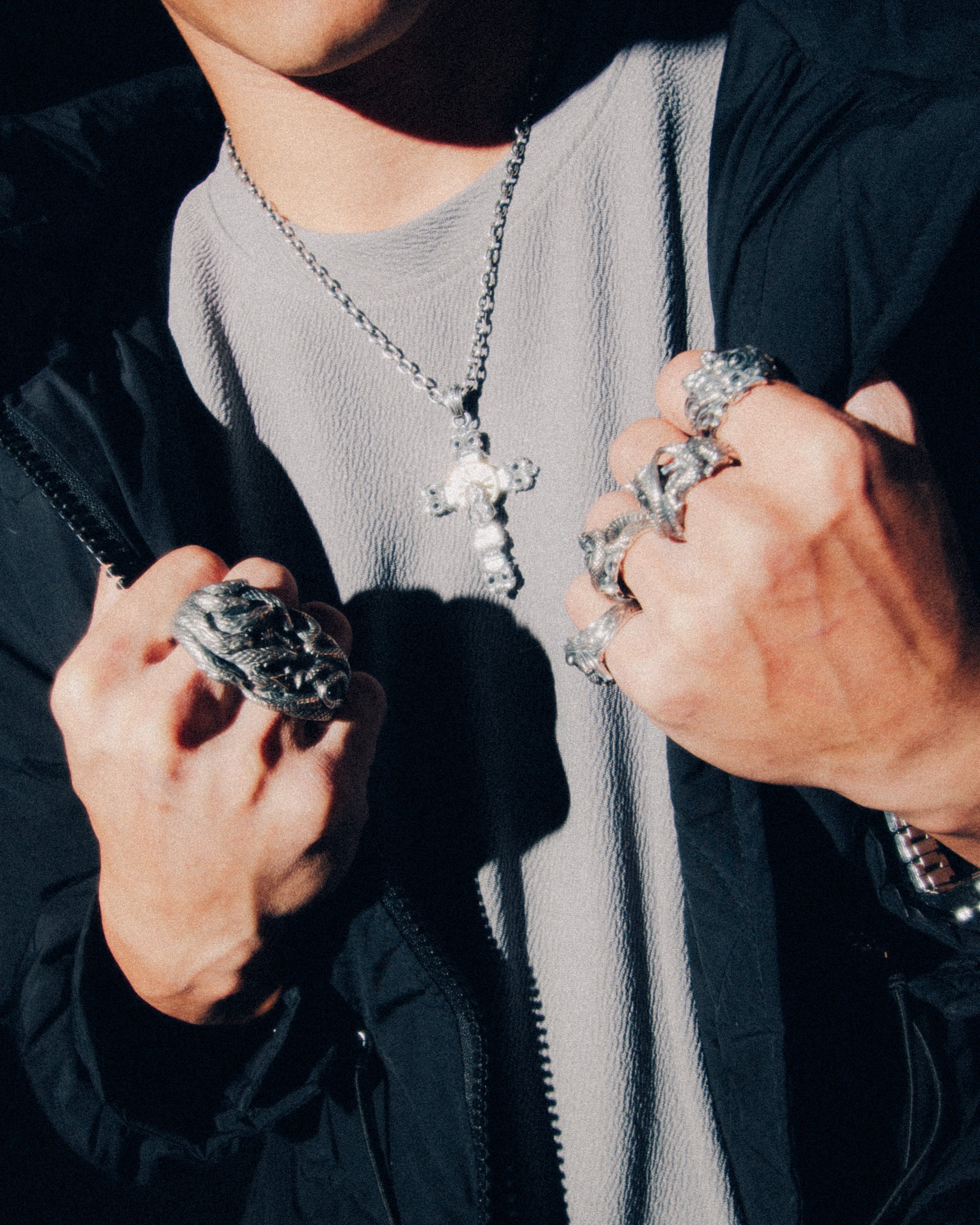 Wolfe_wearing_DEOPUZ_silver_jewellery_in_Pay_No_Mind_MV