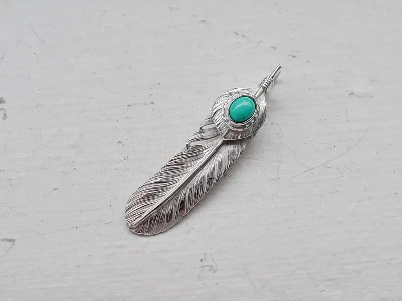 Albatory Top Silver Cup with Turquoise Silver Feather Pendant M