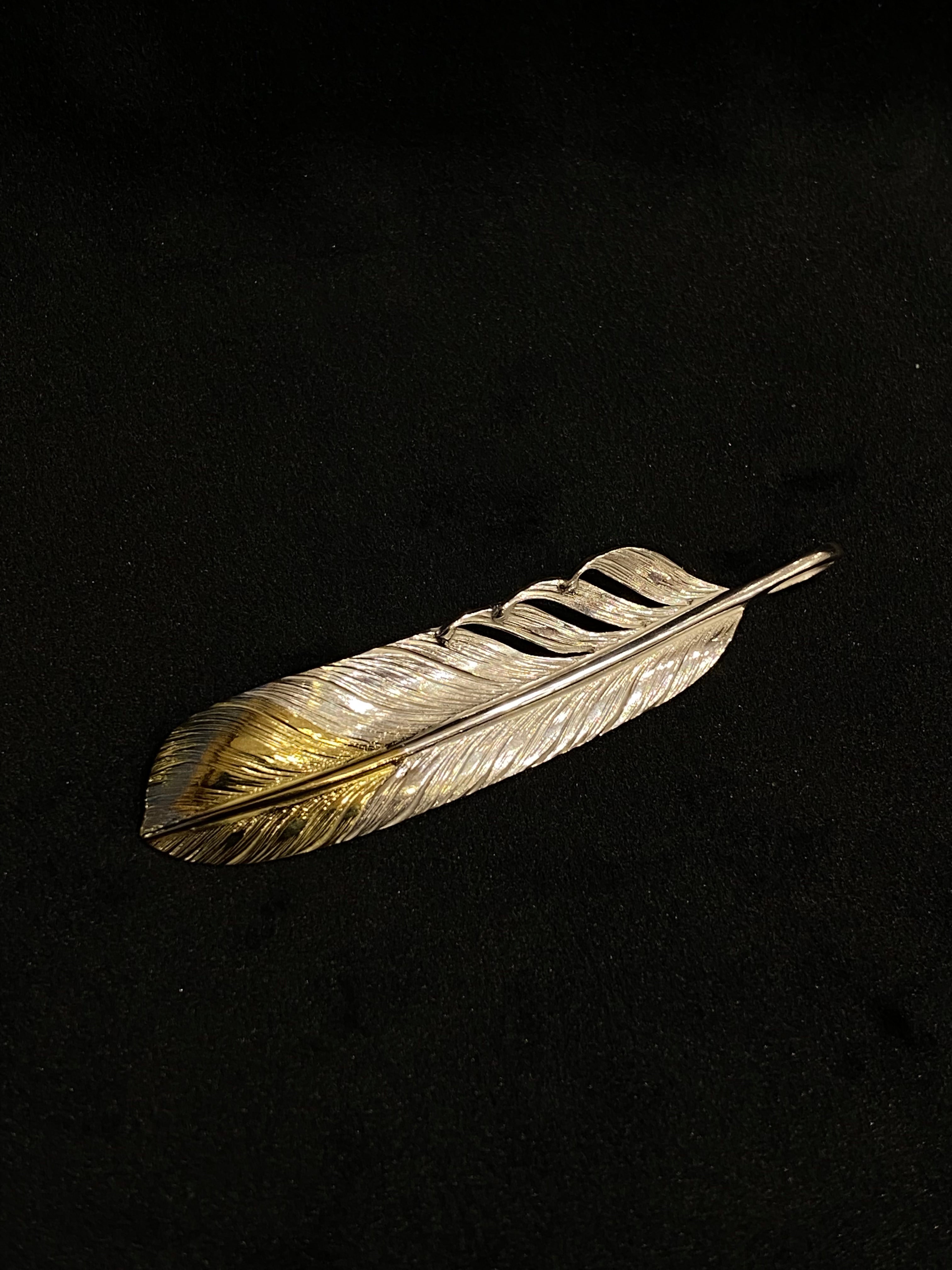 Albatory Tip Gold Silver Feather Pendant L