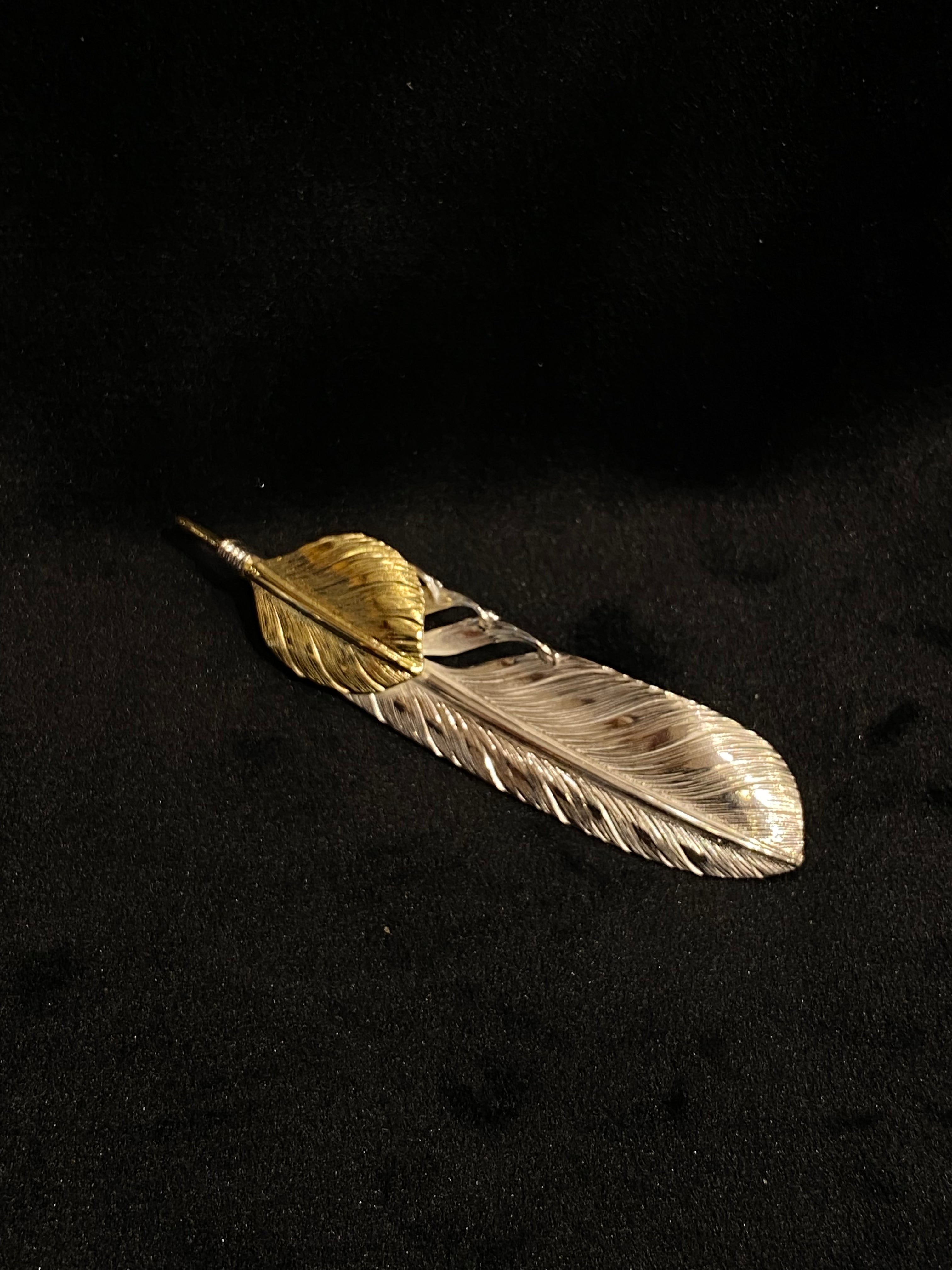 Albatory Top Gold Silver Feather Pendant L