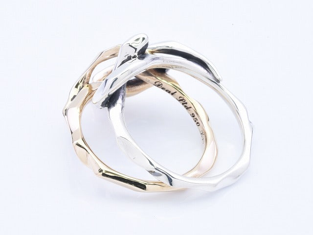 Knot Snake 10K Gold Combi Double Ring