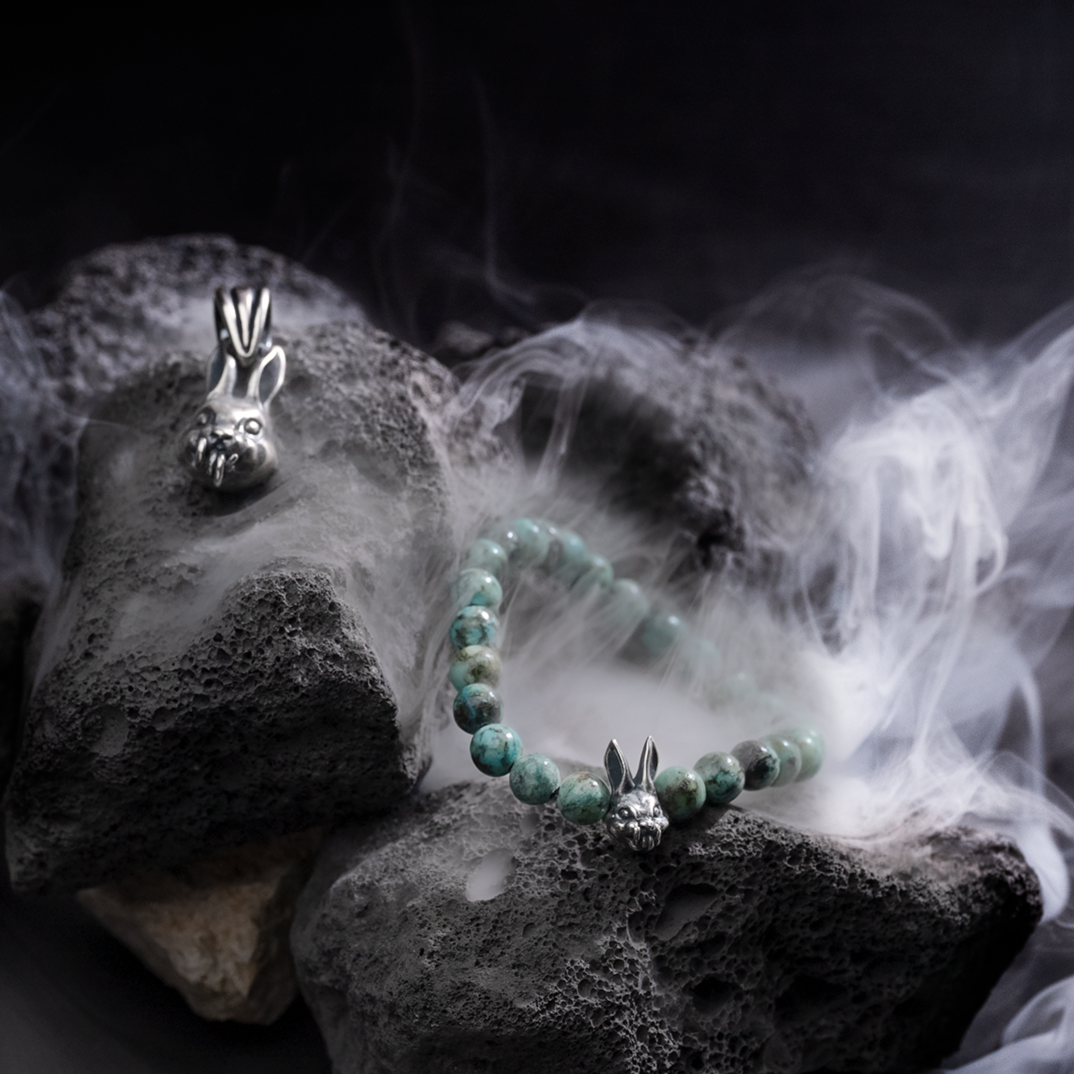 Mad Cult Evil Rabbit Stone Bracelet