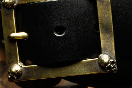 Mad Cult Four Skull Brass Belt Buckle w/ Belt_5