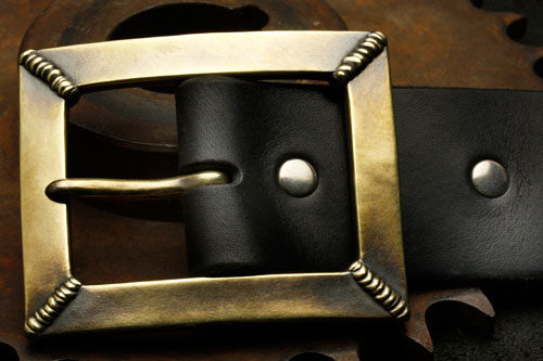 Mad Cult - Four Spot Weld Brass Belt Buckle w/ Belt_1