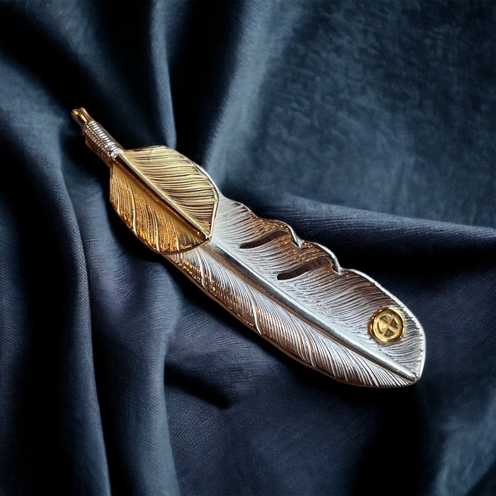 高瀬豪太 Sunshine Studio - 18K 上金24K 點金羽毛吊墜L_左向_2