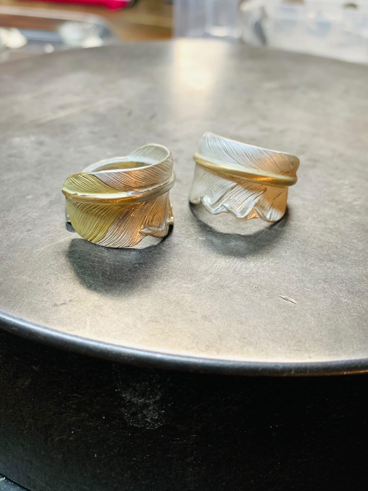 高瀬豪太 Sunshine Studio - 18Kt Tip Gold Silver Feather Ring L_5