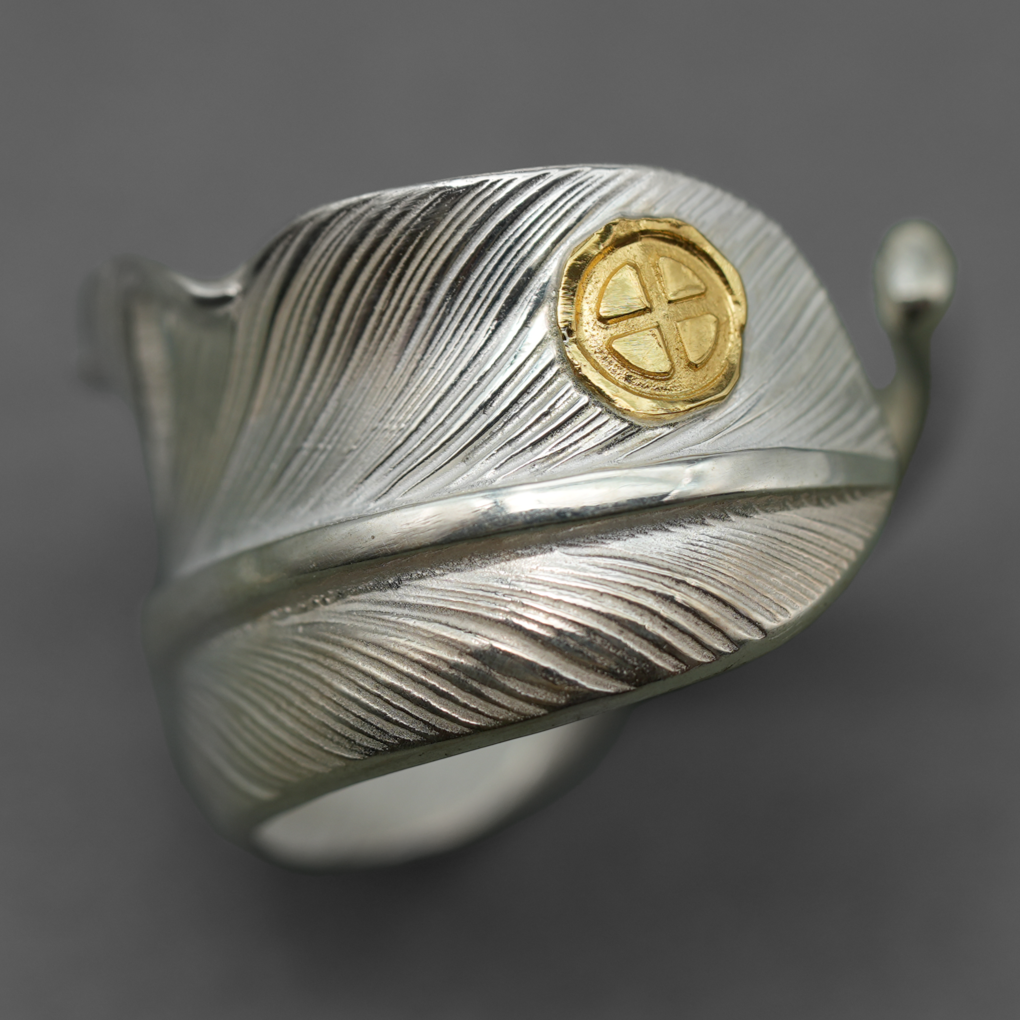 高瀬豪太 Sunshine Studio - 24K Gold Point Silver Feather Ring_1