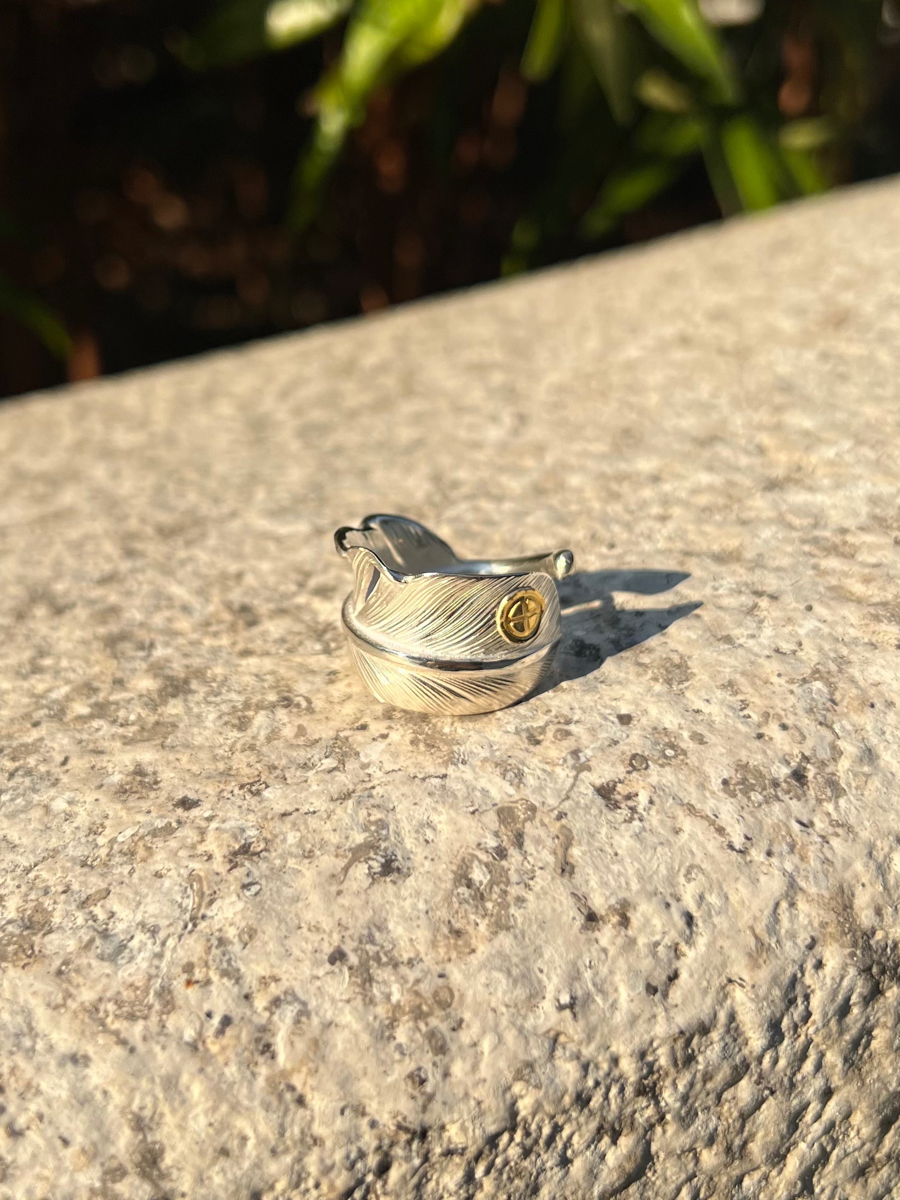 高瀬豪太 Sunshine Studio - 24K Gold Point Silver Feather Ring_5
