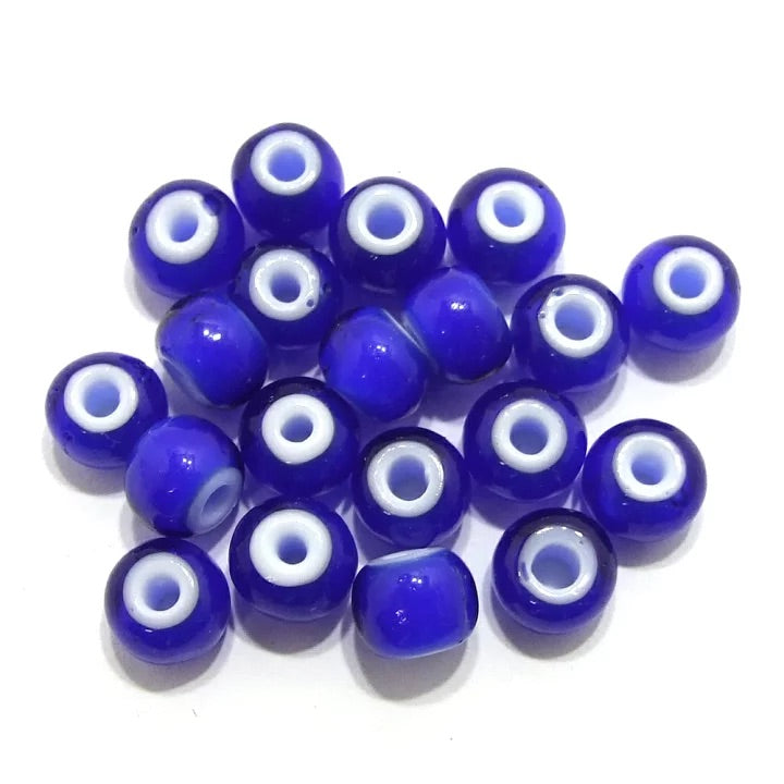 Blue White-Heart Glass Bead