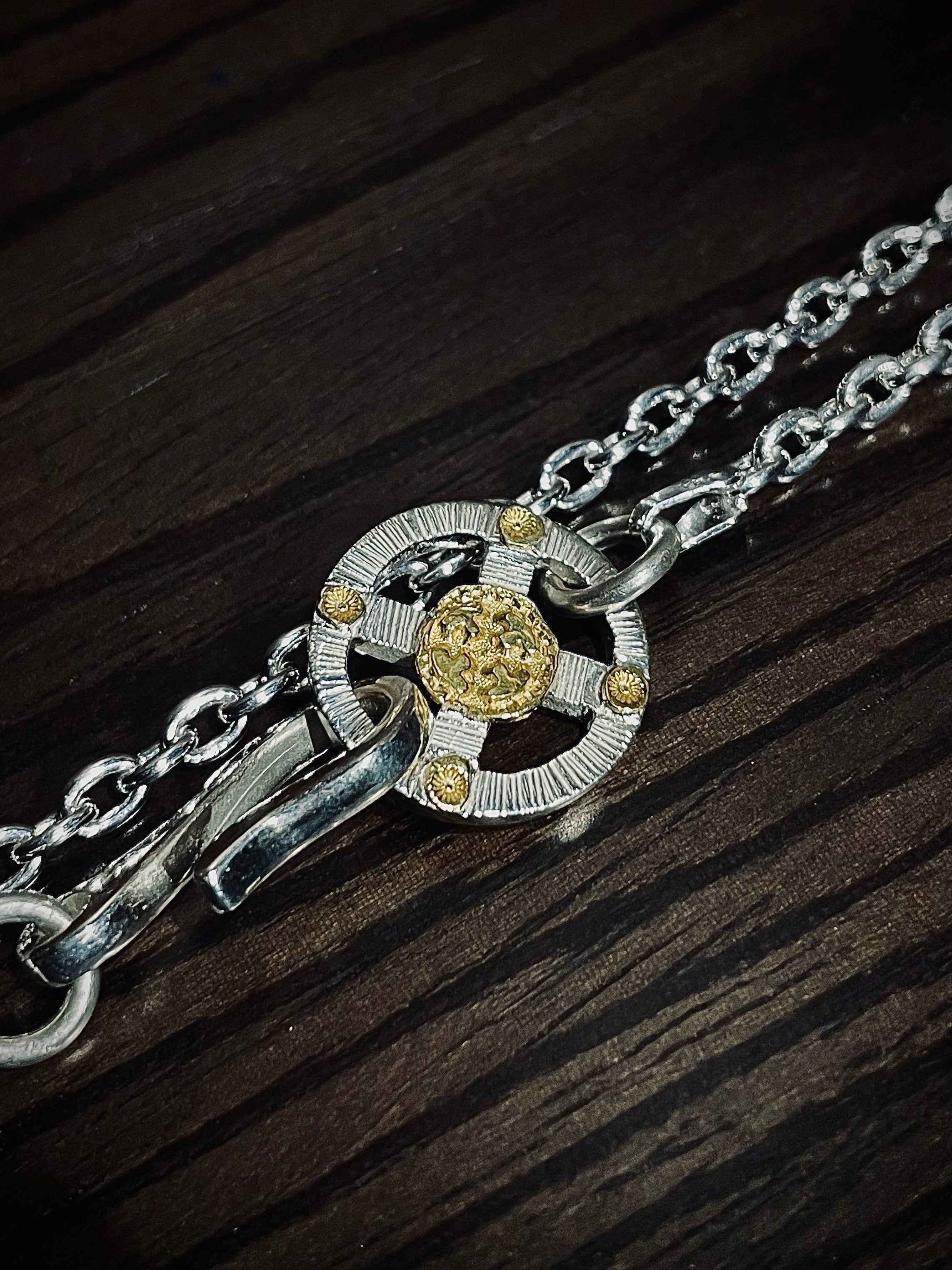 24Kt Gold Point Wheel Silver Chain